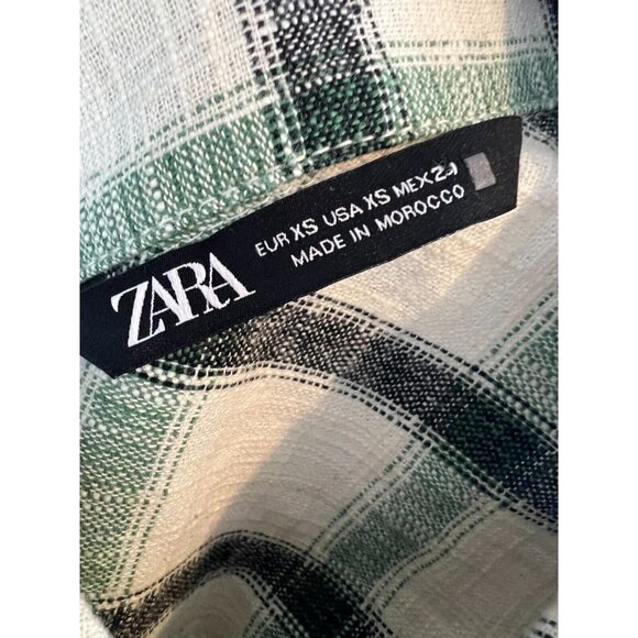ZARA Shacket Jacket Green Plaid Overshirt Button Front Shirt XS Extra Small - Picture 3 of 12